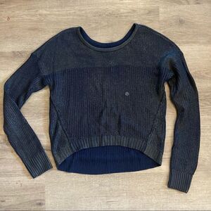 NWT AEO Blue Distressed Metallic Knit Sweater